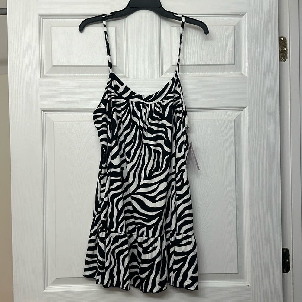 Joyspun Women's Sleeveless Knit Chemise with Ruffle Hem, Size XL